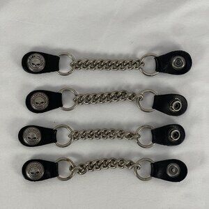 Vintage Harley-Davidson Leather Chain Vest Extenders Set Of 4 Skull Logo